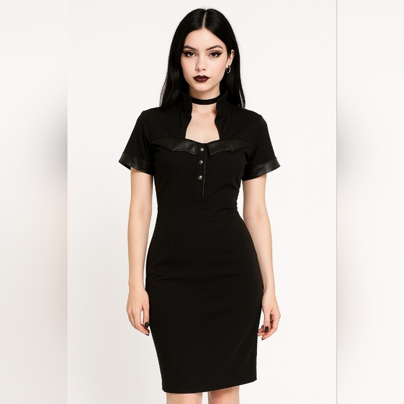 DollsKill Carpe NOCTEM Black Short Sleeve Dress Pointy Collar Witch Fairy XL - Picture 1 of 11
